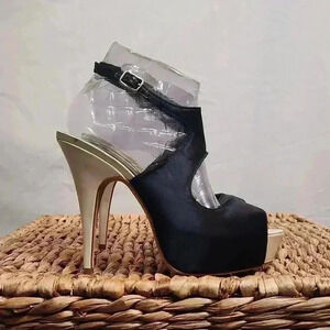 Bebe Satin and Leather High Heels